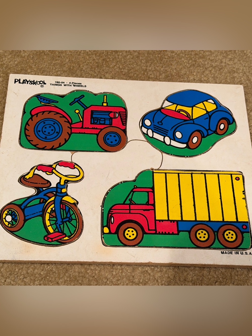 Playskool Vintage Wooden Vehicle Puzzle - Colorful